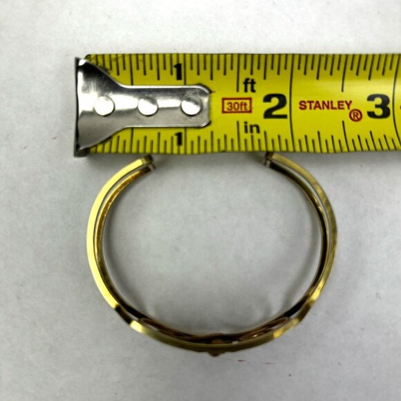 VINTAGE SIGNED‎ "KREMENTZ" GOLD OVERLAY FLORAL OPEN WORK CUFF BRACELET - Picture 5 of 10